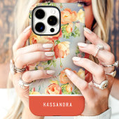 コーラルアンドイエロー名前をカスタムするフローラ Case-Mate iPhoneケース