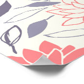 コーラルアンドクリームフローラルパターンヴィンテージダリア ポスター (角)