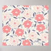 コーラルアンドクリームフローラルパターンヴィンテージダリア ポスター (正面)