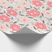 コーラルアンドクリームフローラルパターンヴィンテージダリア ラッピングペーパー