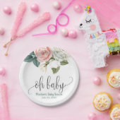 コーラルアンドグリーンOhベビーフローラ紙プレート ペーパープレート (パーティー)