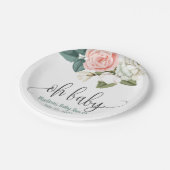 コーラルアンドグリーンOhベビーフローラ紙プレート ペーパープレート (アングル)