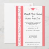 コーラルアンドグレーハート結婚式招待状 招待状 (正面/裏面)