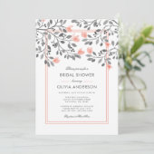 コーラルアンドグレーフローラ水カラーブライダルシャワー 招待状 (スタンド正面)