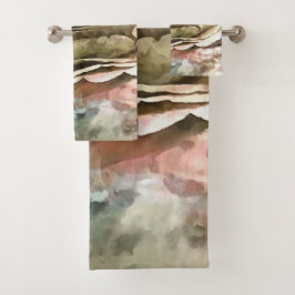 コーラルアンドグレーロマンティッ芸術的クバラ バスタオルセット