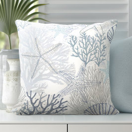 コーラルアンドスターフィッシュビーチ装飾用クッション クッション