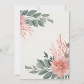 コーラルアンドセージ – ロマンチック結婚式招待状カード 招待状 (裏面)