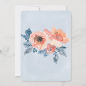 コーラルアンドダスティーブルーフローラブライダルシャワー 招待状 (裏面)