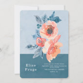 コーラルアンドダスティーブルーフローラボホブライダルシャワー 招待状 (正面)