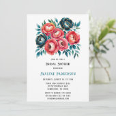 コーラルアンドティール(緑がかった色)牡丹金ゴールドブライダルシャワー 招待状 (スタンド正面)