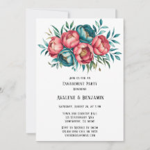 コーラルアンドティール（緑がかった色）牡丹金ゴールド婚約パーティ