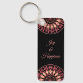 コーラルアンドピンクフェザーマンダラキーチェーン キーホルダー (正面)