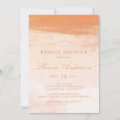 コーラルアンドピーチウォーターカラー洗浄ブライダルシャワー 招待状 (正面)