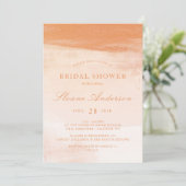 コーラルアンドピーチウォーターカラー洗浄ブライダルシャワー 招待状 (スタンド正面)