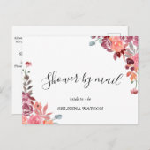 コーラルアンドピーチフローラブライダルシャワーバイメール インビテーションポストカード (正面/裏面)