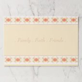 コーラルアンドピーチ付クリームフローラ紙ランチョンマット ペーパーパッド (正面)