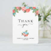 コーラルアンドブルーティール(緑がかった色)フローラサンキューカード サンキューカード (スタンド正面)