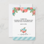コーラルアンドブルーティール(緑がかった色)フローラサンキューカード サンキューカード (裏面)