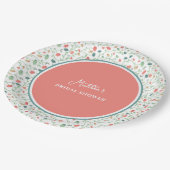 コーラルアンドブルーワイルドフラワーズブライダルシャワー ペーパープレート (アングル)