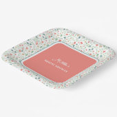 コーラルアンドブルーワイルドフラワーズブライダルシャワー ペーパープレート (傾斜あり)