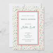 コーラルアンドブルーワイルドフラワーズブライダルシャワー 招待状 (正面)