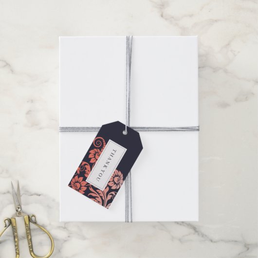 コーラルアンドブルー結婚式の引き出物ギフトつるラベル ギフトタグ (より糸付き)