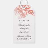 コーラルアンドブルー結婚式の引き出物ギフトつるラベル ギフトタグ (裏面)