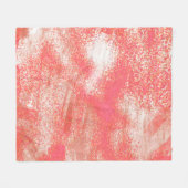 コーラルアンドベージュ(ばちゃばちゃ)跳ねる フリースブランケット (正面(横))