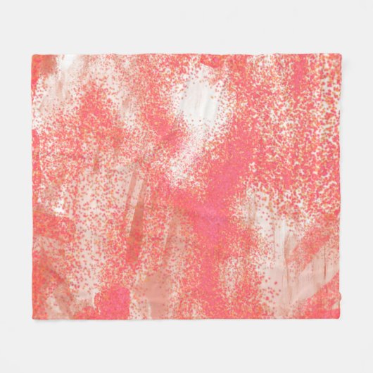 コーラルアンドベージュ(ばちゃばちゃ)跳ねる フリースブランケット (正面(横))