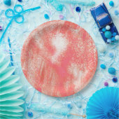 コーラルアンドベージュ(ばちゃばちゃ)跳ねる ペーパープレート (パーティー)