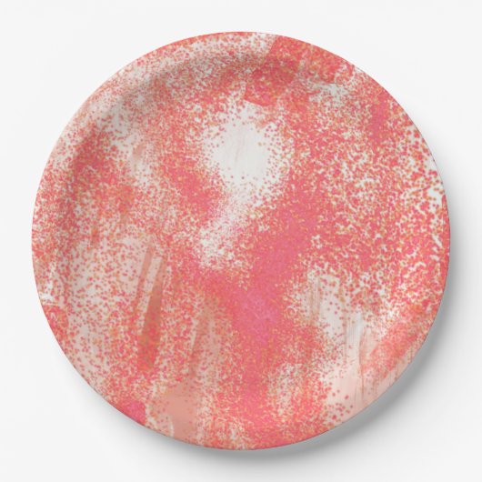 コーラルアンドベージュ(ばちゃばちゃ)跳ねる ペーパープレート (正面)