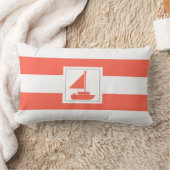 コーラルアンドホワイトカバナストライプーと帆船 ランバークッション (ブランケット)