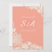 コーラルアンドホワイトレースブライダルシャワー 招待状 (裏面)