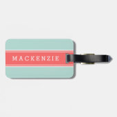 コーラルアンドミントラグビーストライプビーカスタムモノグラム ラゲッジタグ (裏面横)