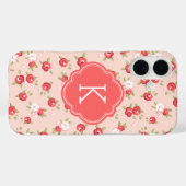 コーラルアンド赤面シックヴィンテージフローラプリントモノグラム Case-Mate iPhoneケース (裏面 (横))