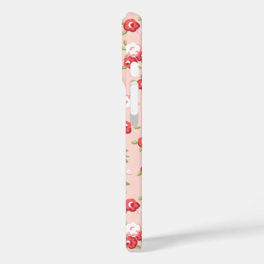 コーラルアンド赤面シックヴィンテージフローラプリントモノグラム Case-Mate iPhoneケース (裏面 / 左)