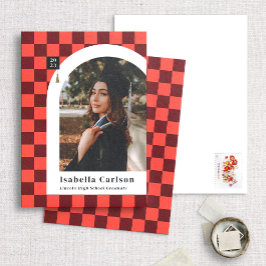 コーラルア市松模様にーチ写真卒業発表 案内状