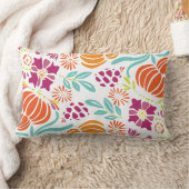 コーラルイエローパープルグリーンアールデコフローラルパターン ランバークッション (ブランケット)