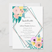 コーラルイエローフローラ水カラーフレームバチェロレッテ 招待状 (正面)