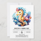 コーラルウィスパーズシーホースファンタジー誕生日 招待状 (正面)
