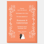 コーラルウェディングは日付のマグネット花婿を保存 マグネット (正面)