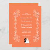 コーラルウェディングは日付カード新郎新婦を保存 セーブザデート (正面/裏面)