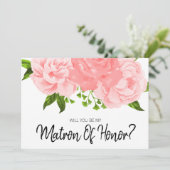 コーラルウォーターの色フローラが私の名誉カードのマトロンになる 招待状 (スタンド正面)