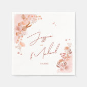 コーラルウォーターエレガントカラー結婚Boho Script スタンダードカクテルナプキン (正面)