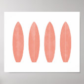 コーラルウォーターカラーサーフボードビーチ子供部屋デコール ポスター (正面)