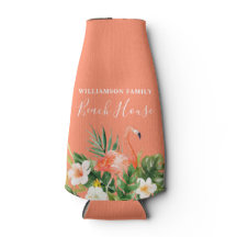 コーラルウォーターカラートロピカルフローラビーチハウス