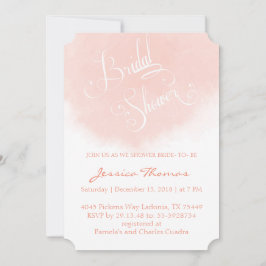 コーラルウォーターカラーブライダルシャワー招待 招待状