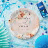 コーラルウォーターカラーポピーパーティー紙プレート ペーパープレート (パーティー)