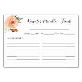 コーラルウォーターカラー牡丹ウェディングシャワーレシピカード テーブルナンバー
