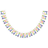 コーラルウォータータイポグラフィハッピーバースデーレインボー バンティングフラッグ (全)
